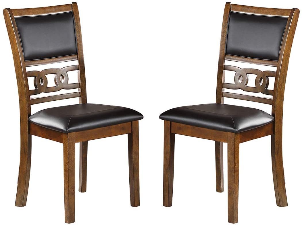 Dining Room Furniture Walnut Finish Set Of 2 Side Chairs Cushion Seats Unique Back Kitchen Breakfast Chairs Walnut Dining Room Classic,Contemporary Side Chair Rubberwood Solid Wood