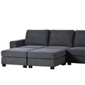 3 Pieces U Shaped Sofa With Removable Ottomans Gray Foam Polyester 6 Seat