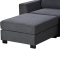 3 Pieces U Shaped Sofa With Removable Ottomans Gray Foam Polyester 6 Seat