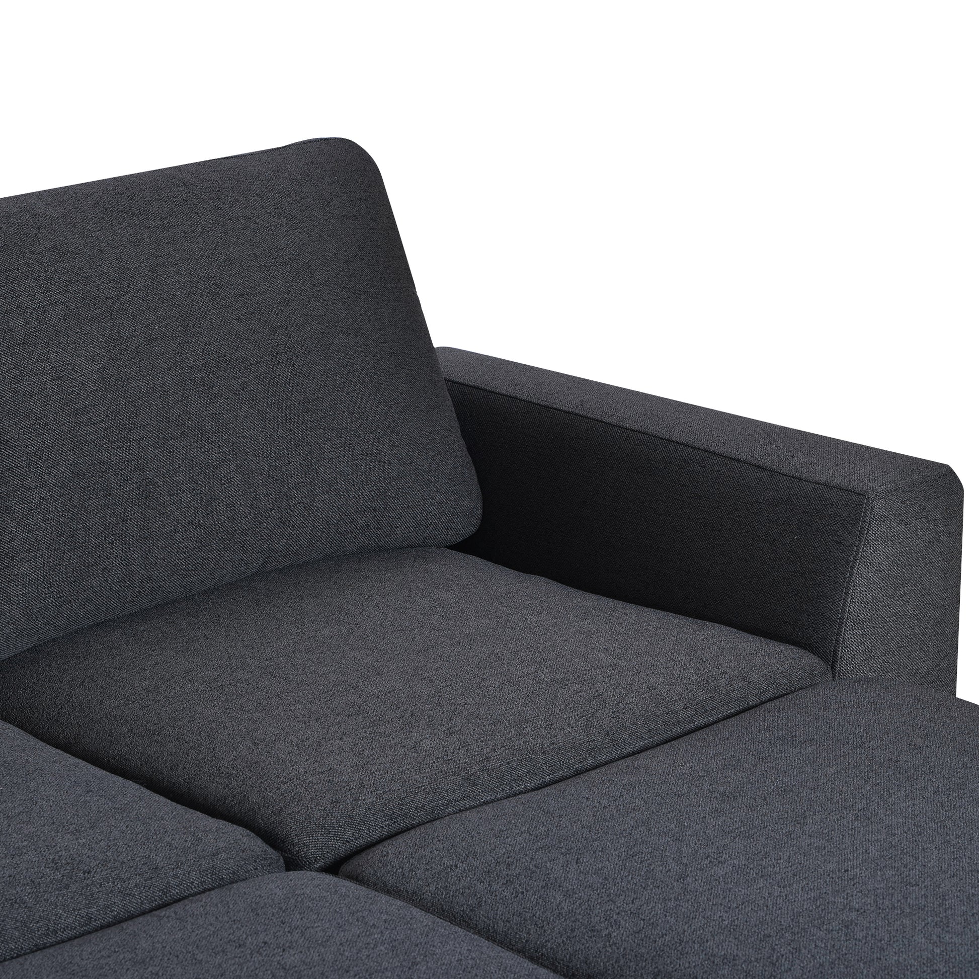 3 Pieces U Shaped Sofa With Removable Ottomans Gray Foam Polyester 6 Seat