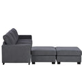 3 Pieces U Shaped Sofa With Removable Ottomans Gray Foam Polyester 6 Seat