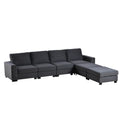 3 Pieces U Shaped Sofa With Removable Ottomans Gray Foam Polyester 6 Seat