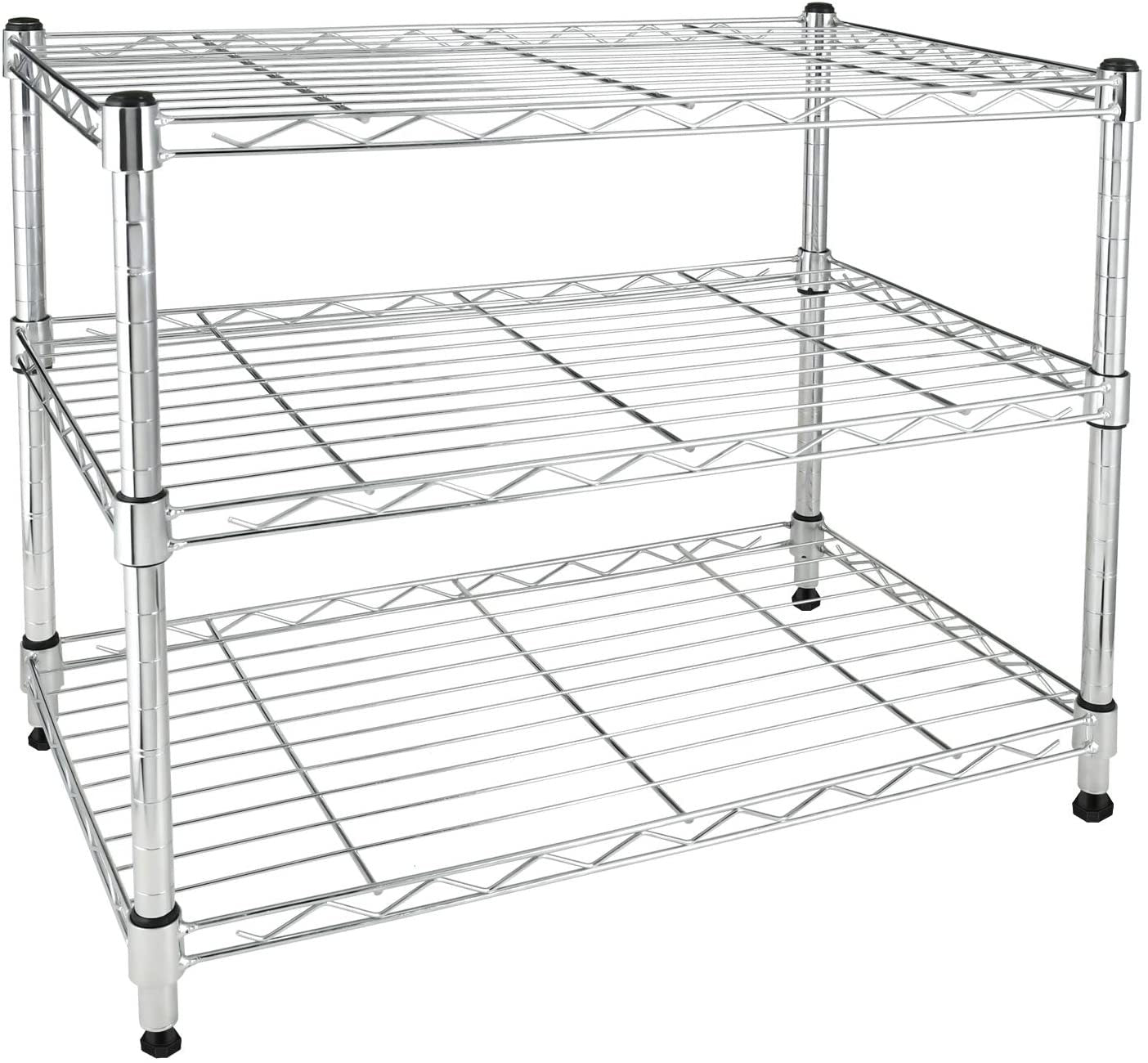 Simple Deluxe Heavy Duty 3 Shelf Shelving Unit, 24" D X 14"W X 20" H, 3 Tier Silver Metal