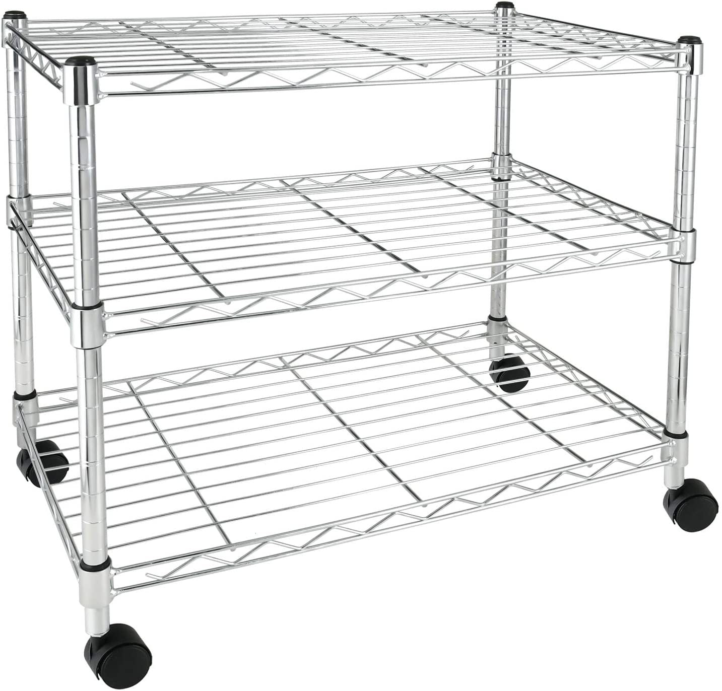 Simple Deluxe Heavy Duty 3 Shelf Shelving Unit, 24" D X 14"W X 20" H, 3 Tier Silver Metal