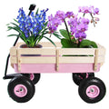 Outdoor Wagon All Terrain Pulling W Wood Railing Air Tires Garden Cart Pink Garden & Outdoor Steel
