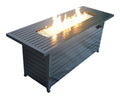 57In Outdoor Gas Propane Fire Pits Table, Aluminum, 50000Btu Firepit Fireplace Dinning Table With Lid, Fire Glass, Retangular, Etl Certification, For Garden Backyard Deck Patio Hammered Black Black Steel