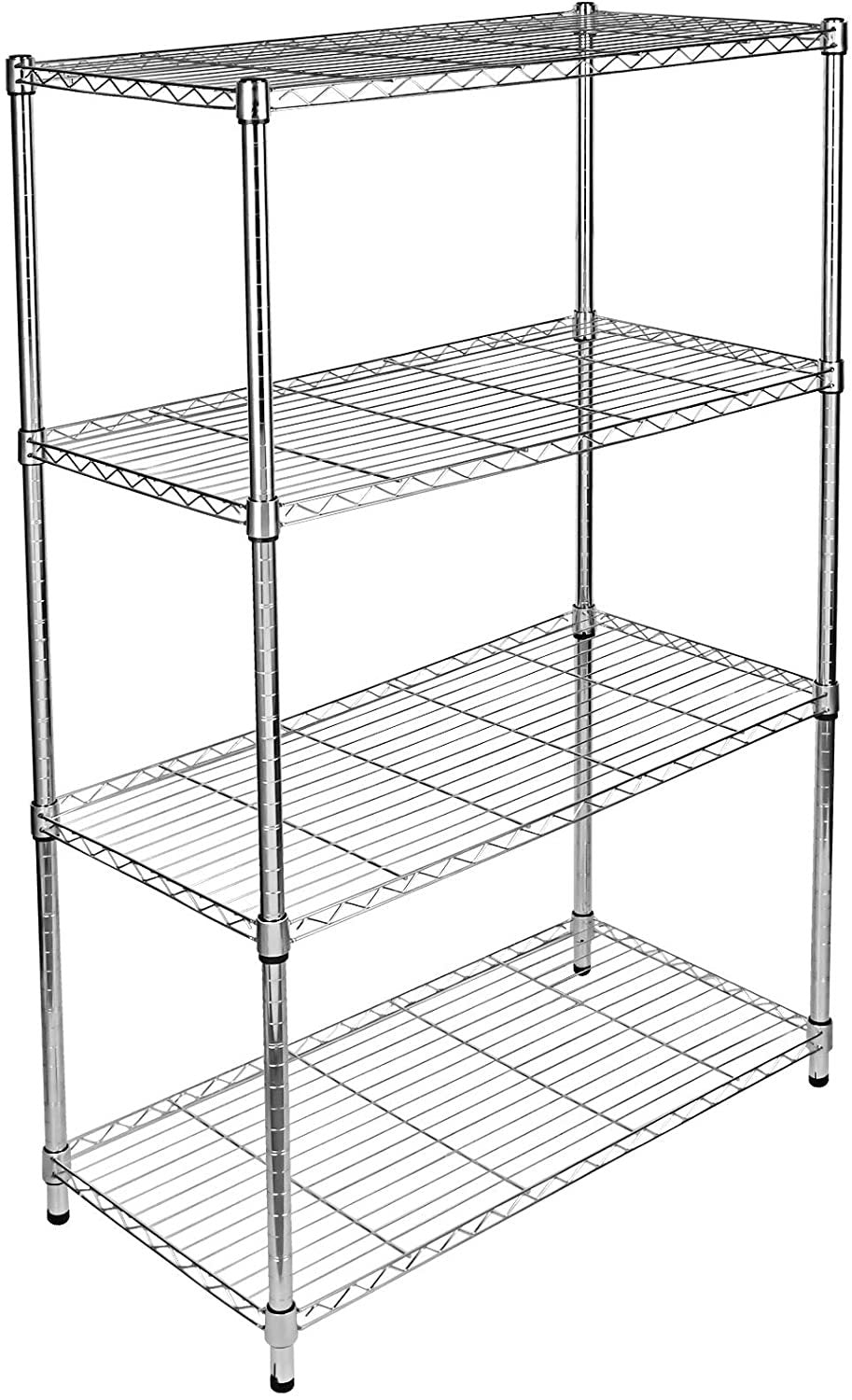 Simple Deluxe 4 Tier Heavy Duty Storage Shelving Unit, Heught Adjustable, Chrome,35.43" D X 17.72" W X 65.35" H, 1 Pack Silver Steel