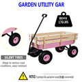 Outdoor Wagon All Terrain Pulling W Wood Railing Air Tires Garden Cart Pink Garden & Outdoor Steel