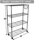 Simple Deluxe 4 Tier Heavy Duty Storage Shelving Unit ,Black,36Lx14Wx54H Inch, 1 Pack Black Aluminum