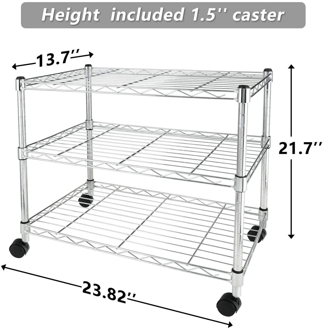 Simple Deluxe Heavy Duty 3 Shelf Shelving Unit, 24" D X 14"W X 20" H, 3 Tier Silver Metal