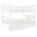 Full Over Full Bunk Bed With Drawers And Ladder For Bedroom, Guest Room Furniture White Old Sku :Lp000205Aak White Solid Wood