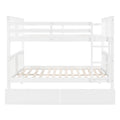 Full Over Full Bunk Bed With Drawers And Ladder For Bedroom, Guest Room Furniture White Old Sku :Lp000205Aak White Solid Wood