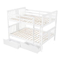 Full Over Full Bunk Bed With Drawers And Ladder For Bedroom, Guest Room Furniture White Old Sku :Lp000205Aak White Solid Wood