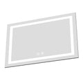 48 X 36 Inch Frameless Rectangular Led Bathroom Vanity Mirror With Touch Sensor, Anti Fog, And 3 Color Options In Silver Silver Glass