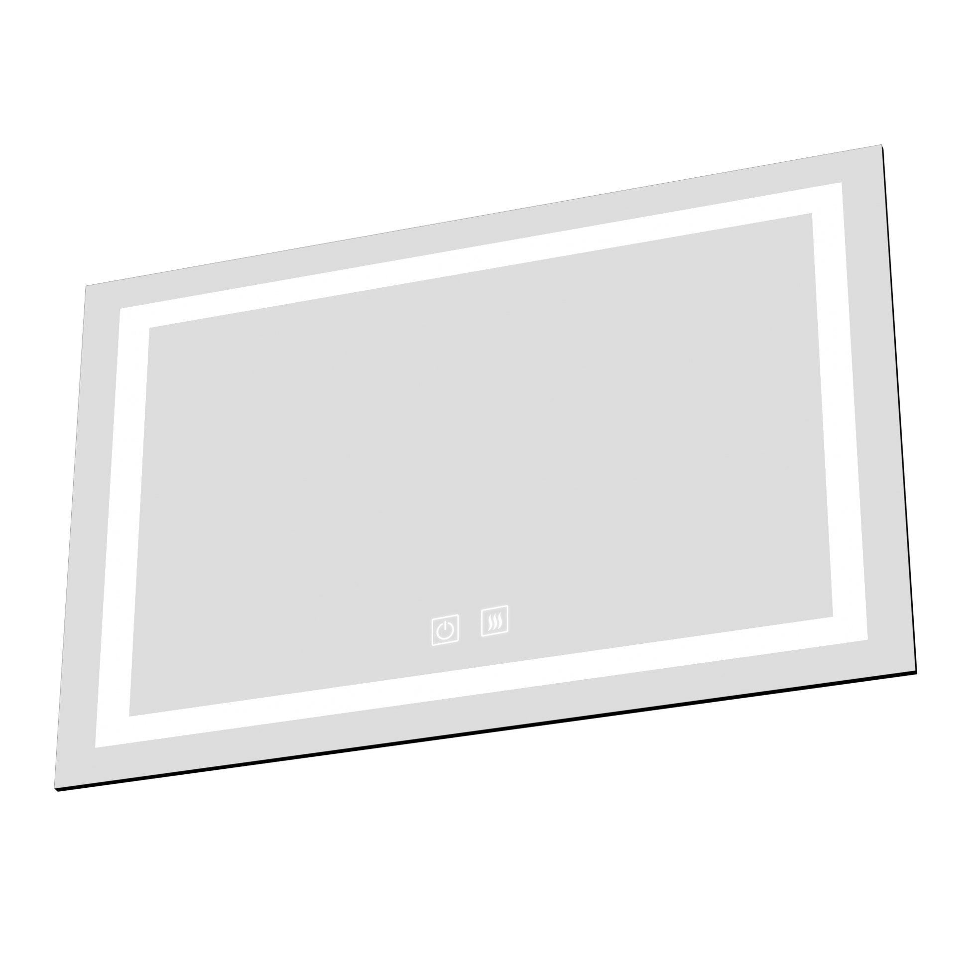 48 X 36 Inch Frameless Rectangular Led Bathroom Vanity Mirror With Touch Sensor, Anti Fog, And 3 Color Options In Silver Silver Glass