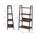 Yssoa 4 Tier Ladder Bookshelf Organizer, Rustic Brown Ladder Shelf For Home & Office, Wood Board & Metal Frame Rustic Brown Solid Wood