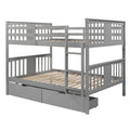 Full Over Full Bunk Bed With Drawers And Ladder For Bedroom, Guest Room Furniture Gray Old Sku :Lp000205Aae Gray Solid Wood