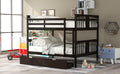 Full Over Full Bunk Bed With Drawers And Ladder For Bedroom, Guest Room Furniture Espresso Old Sku :Lp000205Aap Espresso Solid Wood