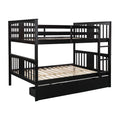 Full Over Full Bunk Bed With Drawers And Ladder For Bedroom, Guest Room Furniture Espresso Old Sku :Lp000205Aap Espresso Solid Wood