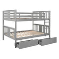 Full Over Full Bunk Bed With Drawers And Ladder For Bedroom, Guest Room Furniture Gray Old Sku :Lp000205Aae Gray Solid Wood