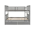 Full Over Full Bunk Bed With Drawers And Ladder For Bedroom, Guest Room Furniture Gray Old Sku :Lp000205Aae Gray Solid Wood