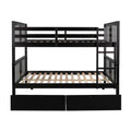 Full Over Full Bunk Bed With Drawers And Ladder For Bedroom, Guest Room Furniture Espresso Old Sku :Lp000205Aap Espresso Solid Wood