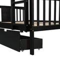 Full Over Full Bunk Bed With Drawers And Ladder For Bedroom, Guest Room Furniture Espresso Old Sku :Lp000205Aap Espresso Solid Wood