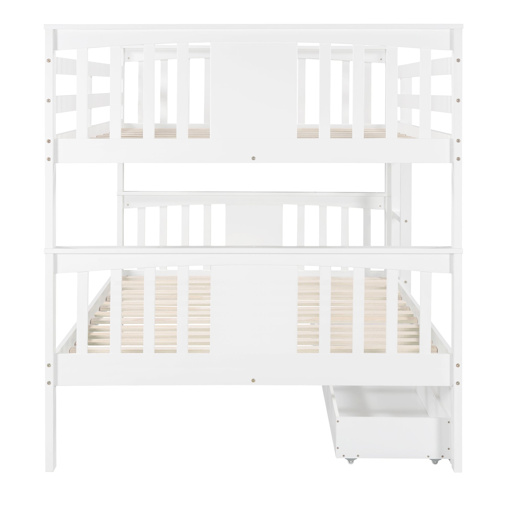 Full Over Full Bunk Bed With Drawers And Ladder For Bedroom, Guest Room Furniture White Old Sku :Lp000205Aak White Solid Wood