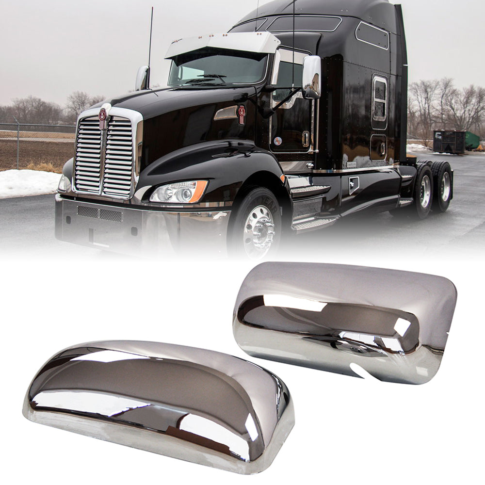 Leavan Chrome Door Mirror Covers Pair Fit Kenworth T270 T370 T600 T660 T800 Lh&Rh Side Chrome Abs