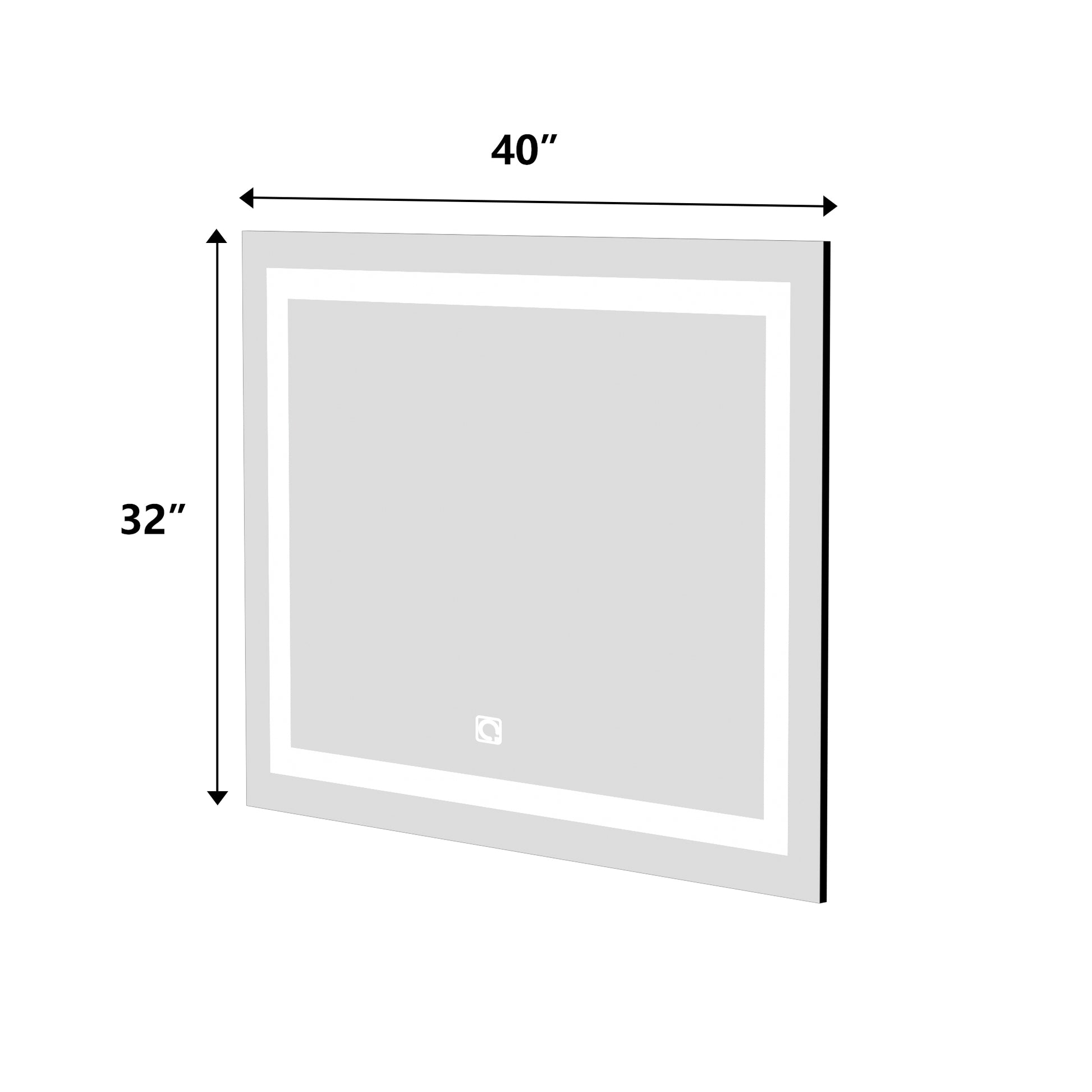 40 X 32 Inch Frameless Rectangular Led Bathroom Vanity Mirror With Touch Sensor, Anti Fog, And 3 Color Options In Silver Silver Glass