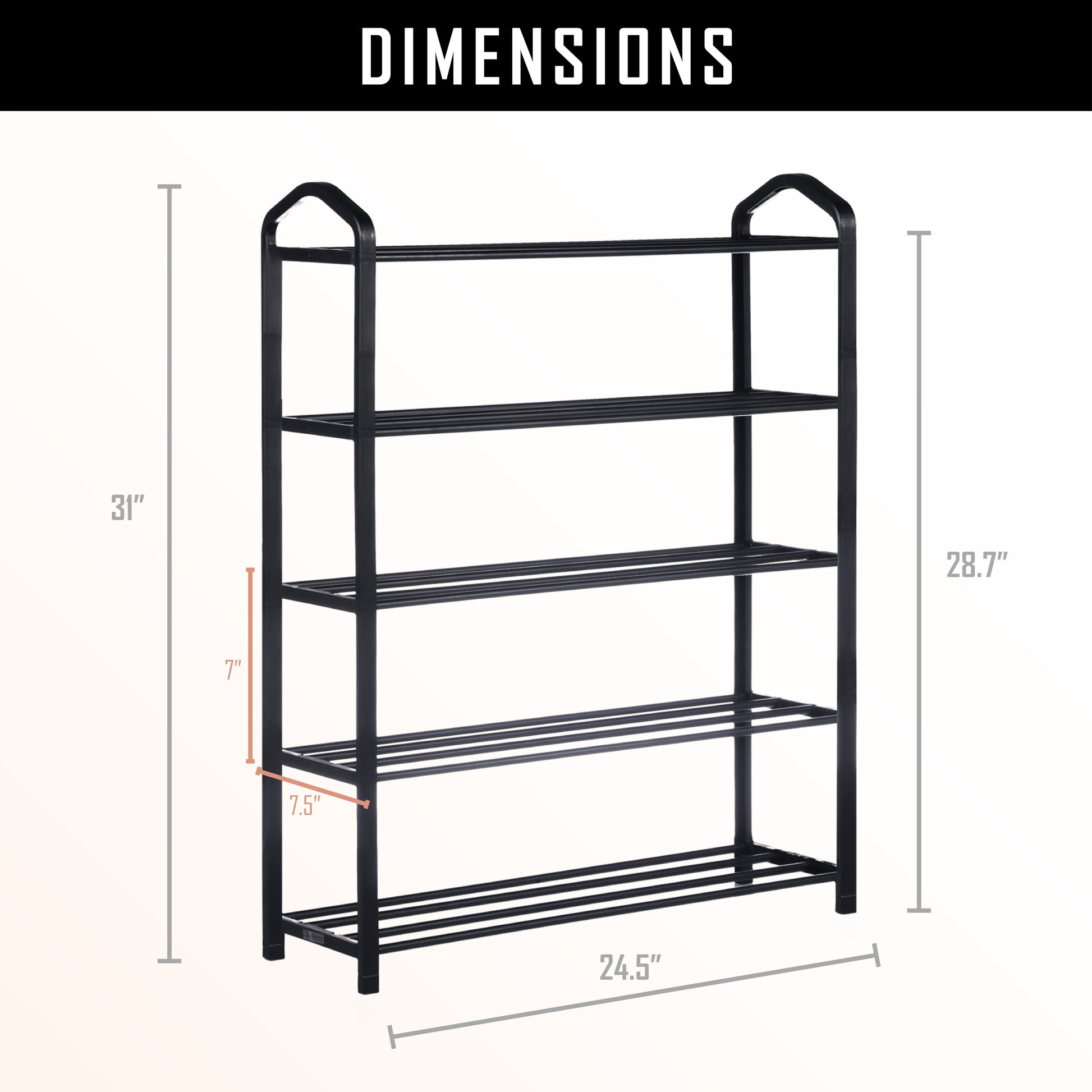 Yssoa 5 Tier Stackable Shoe Rack, 15 Pairs Sturdy Shoe Shelf Storageblack Shoe Tower For Bedroom, Entryway, Hallway, And Closet Black Carbon Steel