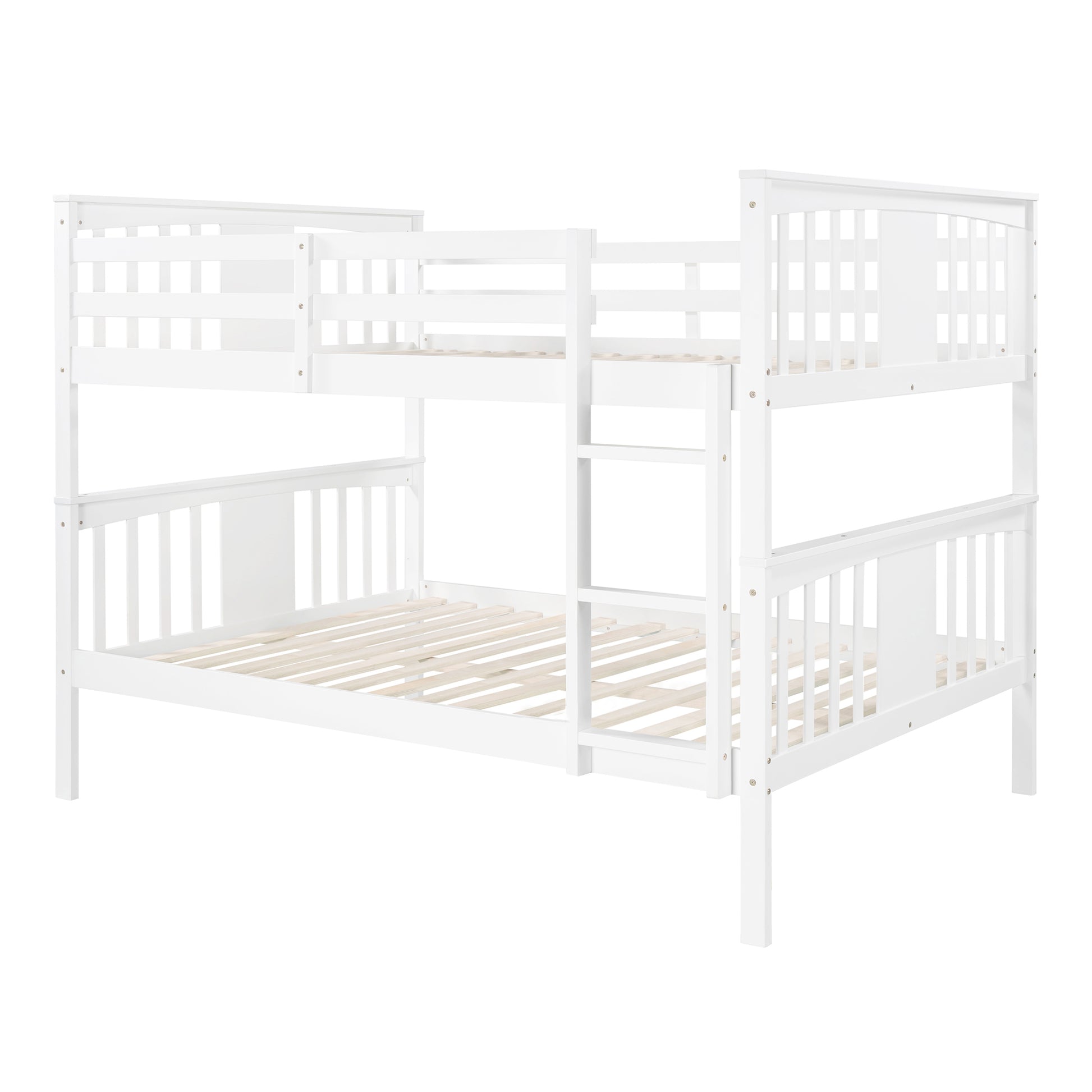 Full Over Full Bunk Bed With Ladder For Bedroom, Guest Room Furniture White Old Sku :Lp000203Aak White Solid Wood