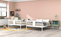 Full Over Full Bunk Bed With Ladder For Bedroom, Guest Room Furniture White Old Sku :Lp000203Aak White Solid Wood