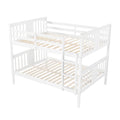 Full Over Full Bunk Bed With Ladder For Bedroom, Guest Room Furniture White Old Sku :Lp000203Aak White Solid Wood