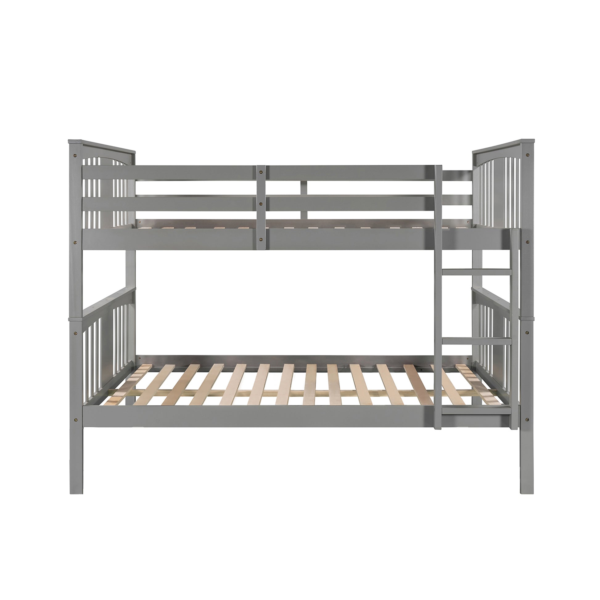 Full Over Full Bunk Bed With Ladder For Bedroom, Guest Room Furniture Gray Old Sku :Lp000203Aae Gray Solid Wood