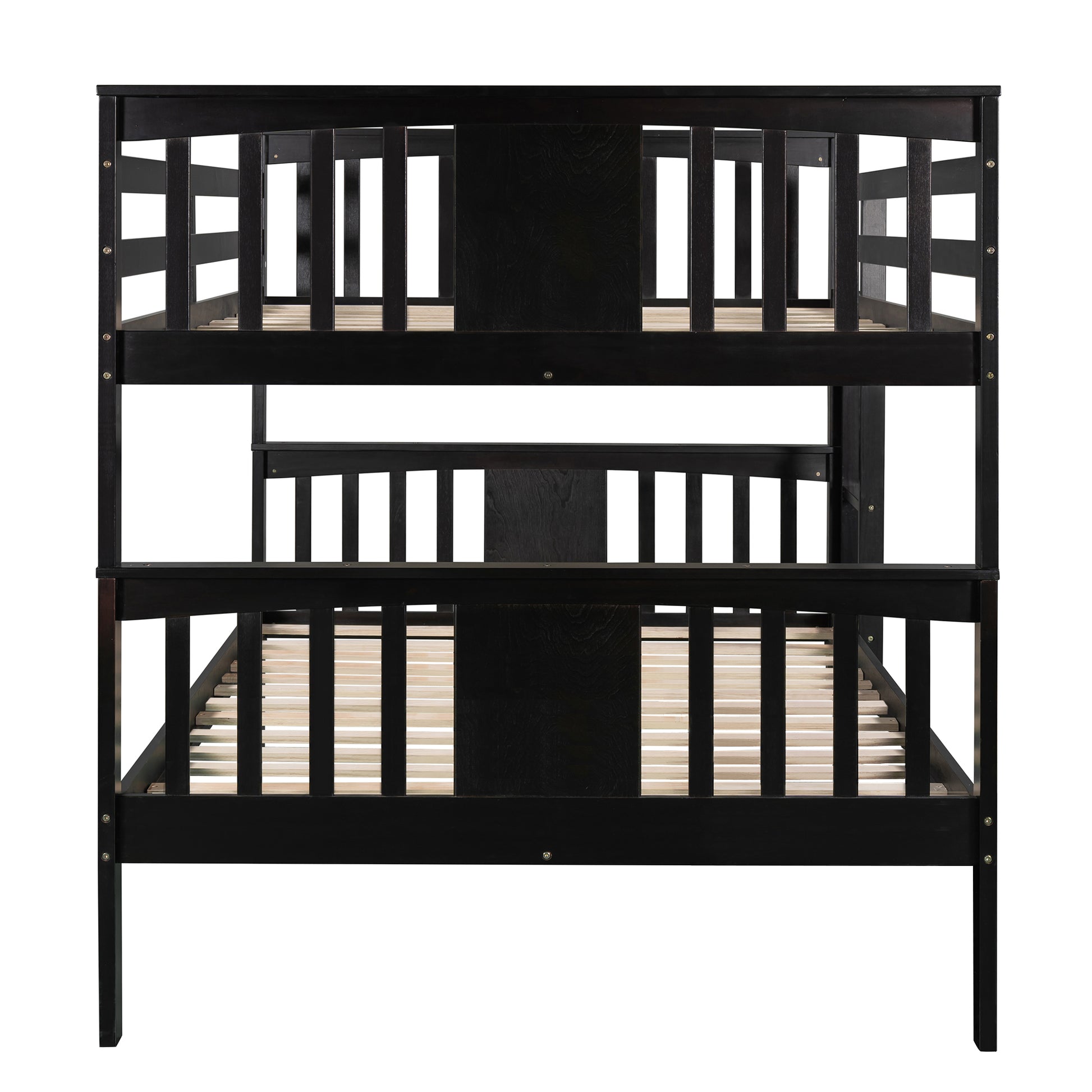 Full Over Full Bunk Bed With Ladder For Bedroom, Guest Room Furniture Espresso Old Sku :Lp000203Aap Espresso Solid Wood