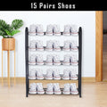 Yssoa 5 Tier Stackable Shoe Rack, 15 Pairs Sturdy Shoe Shelf Storageblack Shoe Tower For Bedroom, Entryway, Hallway, And Closet Black Carbon Steel