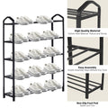 Yssoa 5 Tier Stackable Shoe Rack, 15 Pairs Sturdy Shoe Shelf Storageblack Shoe Tower For Bedroom, Entryway, Hallway, And Closet Black Carbon Steel