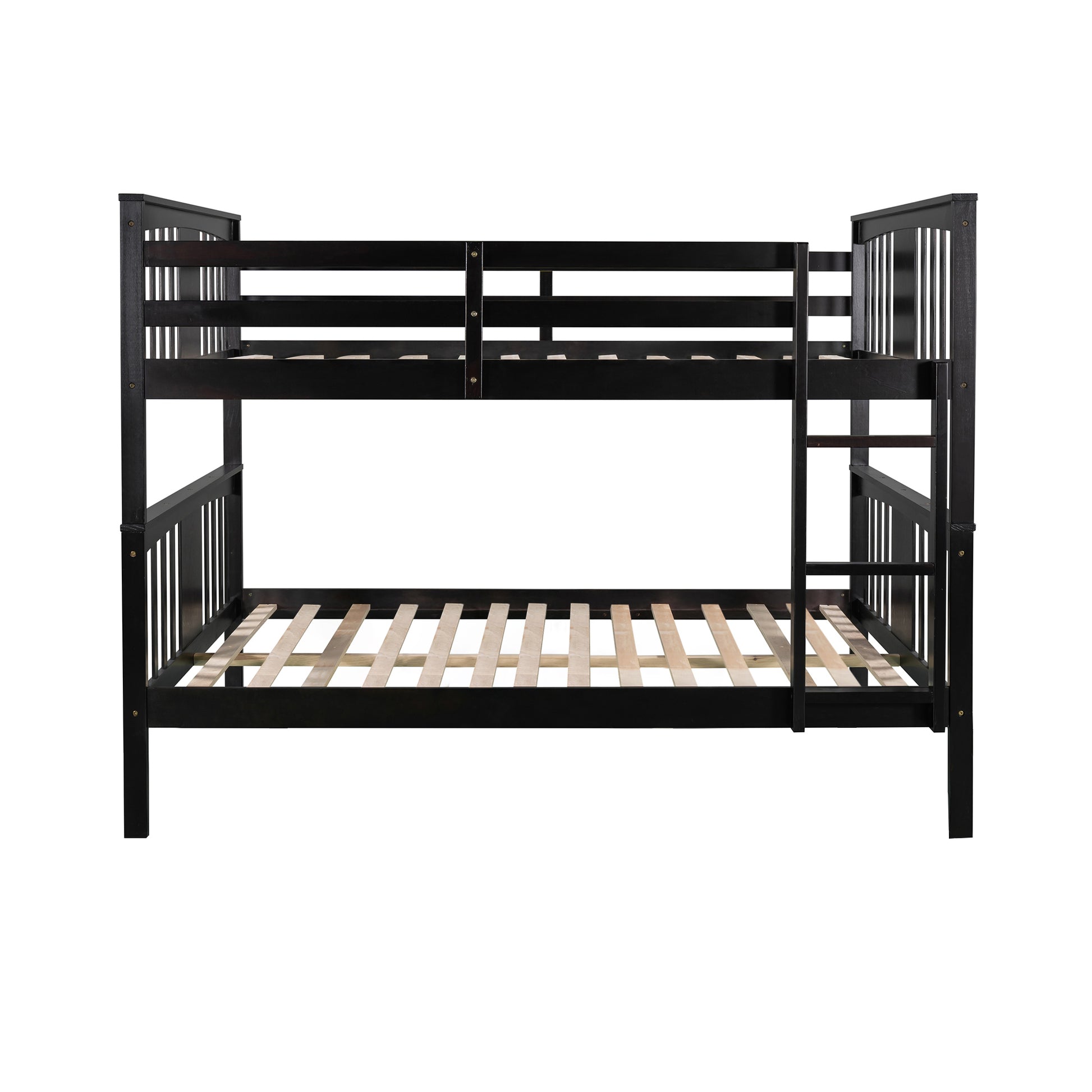 Full Over Full Bunk Bed With Ladder For Bedroom, Guest Room Furniture Espresso Old Sku :Lp000203Aap Espresso Solid Wood