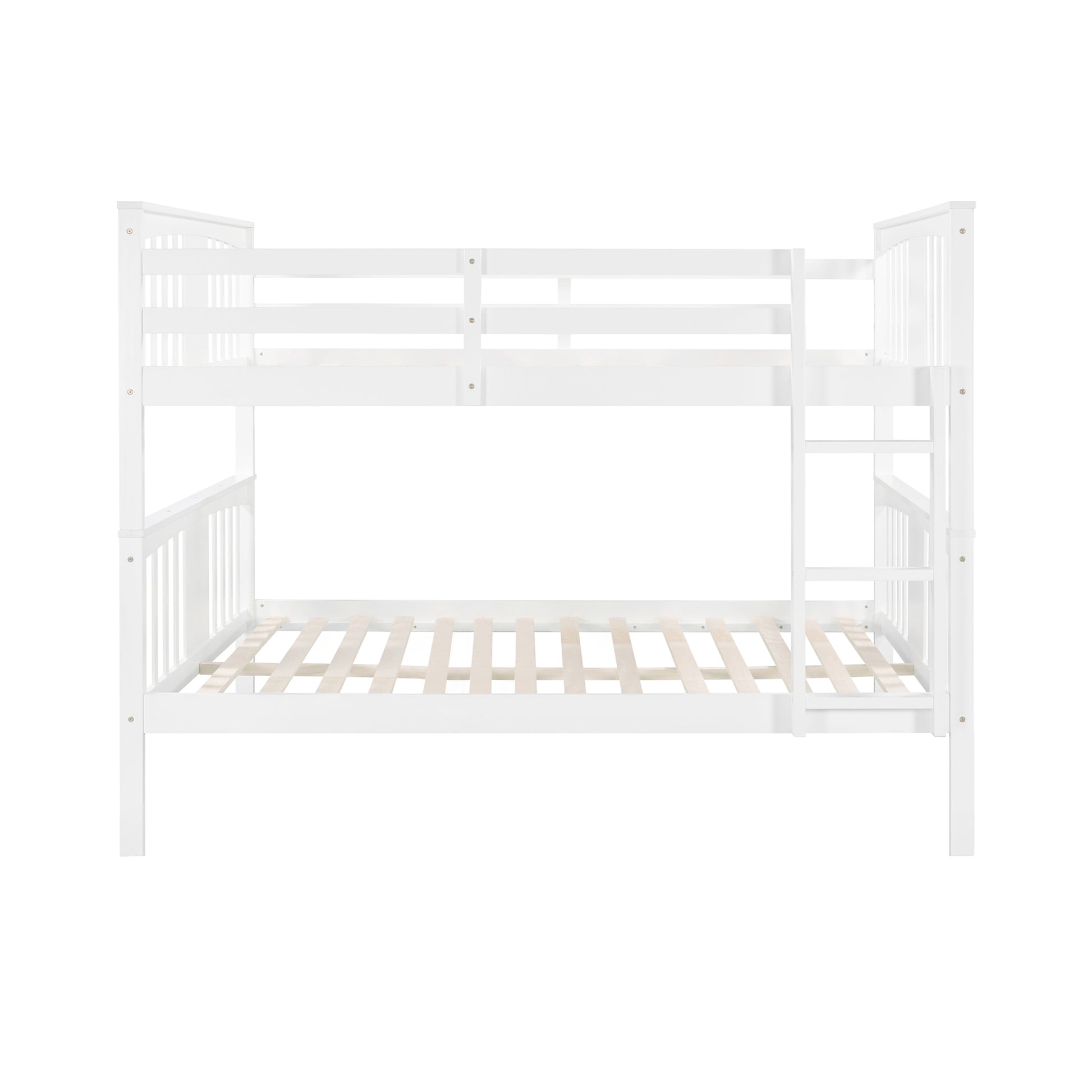 Full Over Full Bunk Bed With Ladder For Bedroom, Guest Room Furniture White Old Sku :Lp000203Aak White Solid Wood