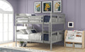 Full Over Full Bunk Bed With Ladder For Bedroom, Guest Room Furniture Gray Old Sku :Lp000203Aae Gray Solid Wood