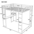 Full Size Metal Loft Bed With 2 Shelves And One Desk ,Black Old Sku: Lp000191Aab Black Metal