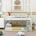 Twin Over Twin Low Bunk Bed, House Bed With Ladderwhite Old Sku:Wf197808Aak White Pine