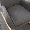 Teddy Fabric Padded Seat Rocking Chair With High Backrest And Armrests Grey Foam Upholstered