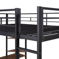 Full Size Metal Loft Bed With 2 Shelves And One Desk ,Black Old Sku: Lp000191Aab Black Metal