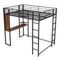 Full Size Metal Loft Bed With 2 Shelves And One Desk ,Black Old Sku: Lp000191Aab Black Metal