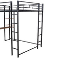 Full Size Metal Loft Bed With 2 Shelves And One Desk ,Black Old Sku: Lp000191Aab Black Metal