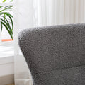 Teddy Fabric Padded Seat Rocking Chair With High Backrest And Armrests Grey Foam Upholstered