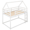 Twin Over Twin Low Bunk Bed, House Bed With Ladderwhite Old Sku:Wf197808Aak White Pine