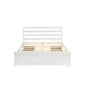 Full Size Wood Platform Bed Frame With 4 Storage Drawers And Headboard Of White Color For All Ages White Solid Wood